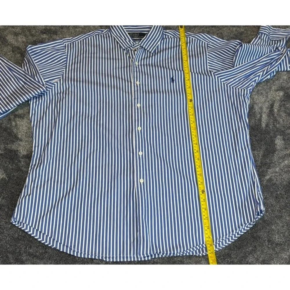 Polo Ralph Lauren Mens XXL Classic Fit Blue White Striped Button Down Shirt